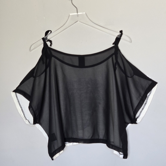 Lip Service Punk Alt Emo Skull Rose Cropped Tank Mesh Cold Shoulder Edgy Goth S - Picture 3 of 12